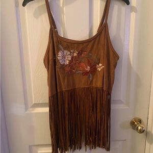 Shyanne Tops Embroidered Fringe Boho Hippie Tank